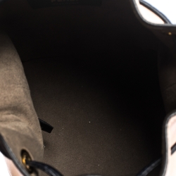 Pre Owned Fendi Peach/Red Leather Mini Mon Tresor Drawstring Bucket Bag