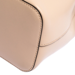 Pre Owned Fendi Peach/Red Leather Mini Mon Tresor Drawstring Bucket Bag