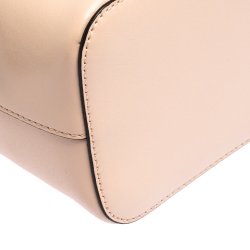 Pre Owned Fendi Peach/Red Leather Mini Mon Tresor Drawstring Bucket Bag