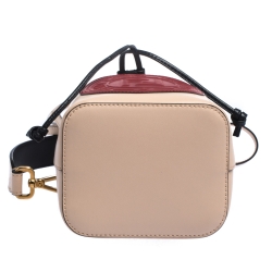 Pre Owned Fendi Peach/Red Leather Mini Mon Tresor Drawstring Bucket Bag