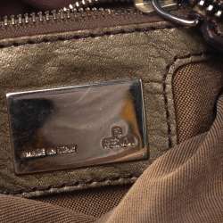 Pre Owned Fendi Brown/Gold Zucca Canvas and Leather Chef Chain Link Hobo