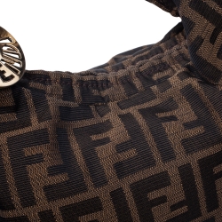 Pre Owned Fendi Brown/Gold Zucca Canvas and Leather Chef Chain Link Hobo