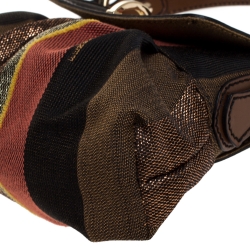 Pre Owned Fendi Multicolor Stripe Canvas and Leather Limited Edition Chef Flap Bag