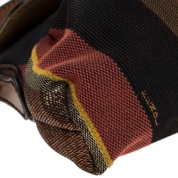 Pre Owned Fendi Multicolor Stripe Canvas and Leather Limited Edition Chef Flap Bag