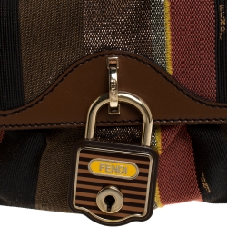 Pre Owned Fendi Multicolor Stripe Canvas and Leather Limited Edition Chef Flap Bag
