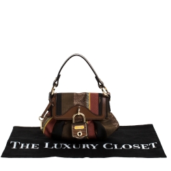 Pre Owned Fendi Multicolor Stripe Canvas and Leather Limited Edition Chef Flap Bag