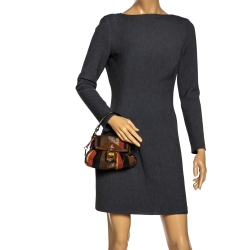 Pre Owned Fendi Multicolor Stripe Canvas and Leather Limited Edition Chef Flap Bag