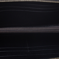 Pre Owned Fendi Black Zucca  Canvas and Leather Zip Around Continental Wallet