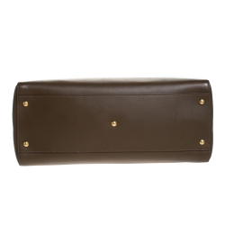 Pre Owned Fendi Brown Leather Large Peeakboo Top Handle Bag