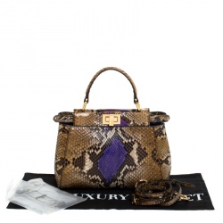 Pre Owned Fendi Multicolor Pytho Mini Peekaboo Top Handle Bag