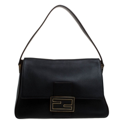 Pre Owned Fendi Black Leather Mama Forever Shoulder Bag