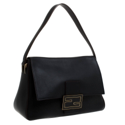 Pre Owned Fendi Black Leather Mama Forever Shoulder Bag