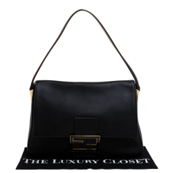 Pre Owned Fendi Black Leather Mama Forever Shoulder Bag