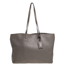 Pre Owned Fendi Metallic Selleria Leather Roll Shopper Tote