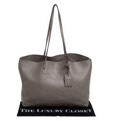 Pre Owned Fendi Metallic Selleria Leather Roll Shopper Tote