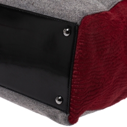 Pre Owned Fendi Tricolor Wool/Calfhair and Patent Leather Large 2Jours Tote