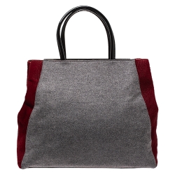 Pre Owned Fendi Tricolor Wool/Calfhair and Patent Leather Large 2Jours Tote