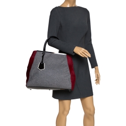 Pre Owned Fendi Tricolor Wool/Calfhair and Patent Leather Large 2Jours Tote