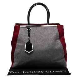 Pre Owned Fendi Tricolor Wool/Calfhair and Patent Leather Large 2Jours Tote