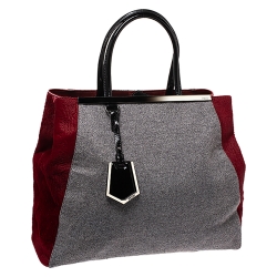 Pre Owned Fendi Tricolor Wool/Calfhair and Patent Leather Large 2Jours Tote