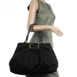 Pre Owned Fendi Black Grande Mia Shoulder Bag