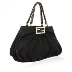 Pre Owned Fendi Black Grande Mia Shoulder Bag