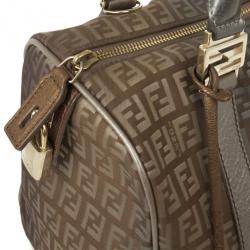 Pre Owned Fendi Zucchino Forever Boston Satchel