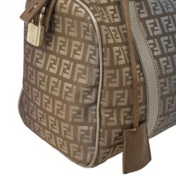 Pre Owned Fendi Zucchino Forever Boston Satchel