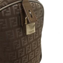 Pre Owned Fendi Zucchino Forever Boston Satchel