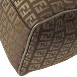 Pre Owned Fendi Zucchino Forever Boston Satchel