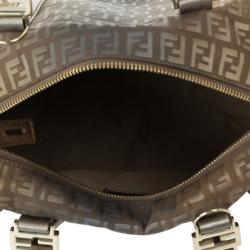 Pre Owned Fendi Zucchino Forever Boston Satchel