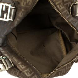 Pre Owned Fendi Zucchino Forever Boston Satchel