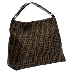 Pre Owned Fendi Tobacco Zucca Canvas and Leather Hobo