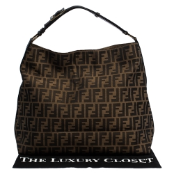 Pre Owned Fendi Tobacco Zucca Canvas and Leather Hobo