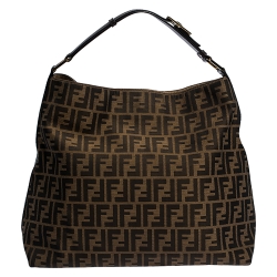 Pre Owned Fendi Tobacco Zucca Canvas and Leather Hobo