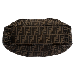Pre Owned Fendi Tobacco Zucca Canvas and Leather Mia Hobo