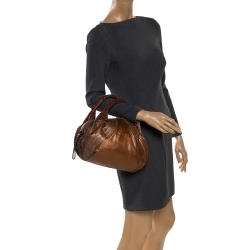 Pre Owned Fendi Metallic Leather Mini Spy Hobo