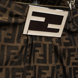 Pre Owned Fendi Tobacco Zucca Canvas and Patent Leather Large Mia Tote