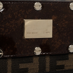 Pre Owned Fendi Tobacco Zucca Canvas and Patent Leather Large Mia Tote