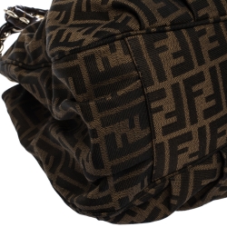 Pre Owned Fendi Tobacco Zucca Canvas and Patent Leather Large Mia Tote