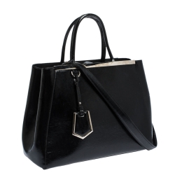 Pre Owned Fendi Black Patent Leather Medium 2jours Tote