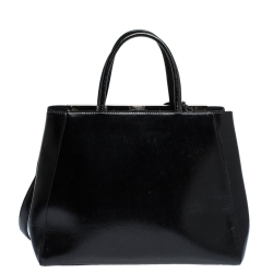 Pre Owned Fendi Black Patent Leather Medium 2jours Tote