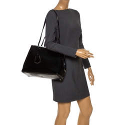Pre Owned Fendi Black Patent Leather Medium 2jours Tote