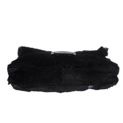 Pre Owned Fendi Black Fur Mamma Baguette Bag