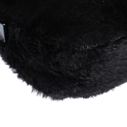 Pre Owned Fendi Black Fur Mamma Baguette Bag