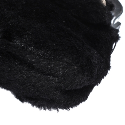 Pre Owned Fendi Black Fur Mamma Baguette Bag