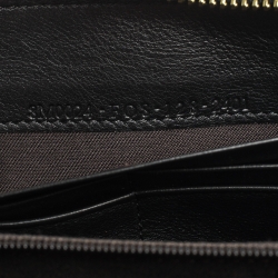 Pre Owned Fendi Brown/Black Zucca Canvas and Leather Zip Around Wallet