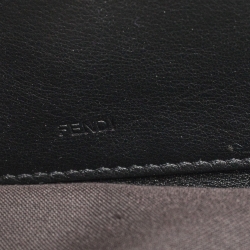 Pre Owned Fendi Brown/Black Zucca Canvas and Leather Zip Around Wallet