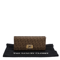Pre Owned Fendi Zucchino Coated Canvas FF Flap Continental Wallet
