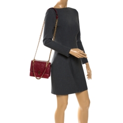 Pre Owned Fendi Red Leather and Velvet Small Kan I Top Handle Bag